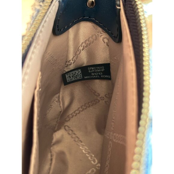 Michael Kors Empire Medium Frayed Blue Denim Chain-Link Pouchette 32S4S8EW6C - Picture 11 of 16